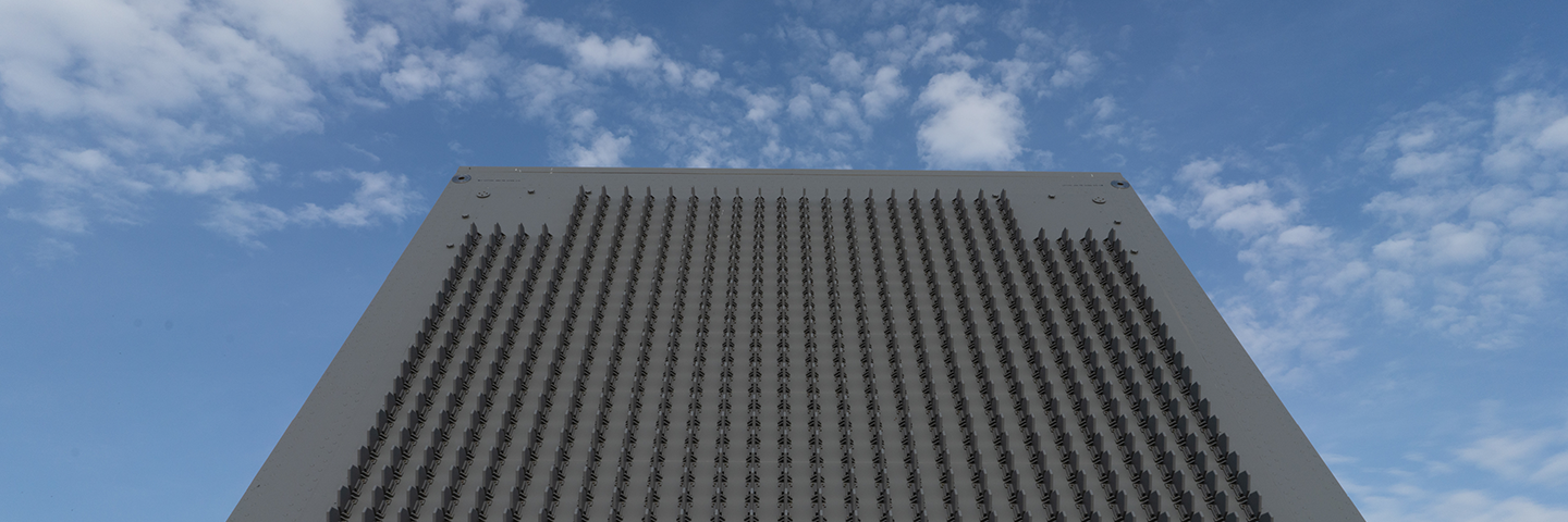 Detail of KRONOS Power Shield active digitally-steered AESA antenna with Digital Active Tiles (DAT) by Leonardo